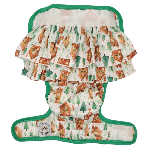 Gingerbread Wonderland - Female Reusable Dog Nappy Hello Coucou